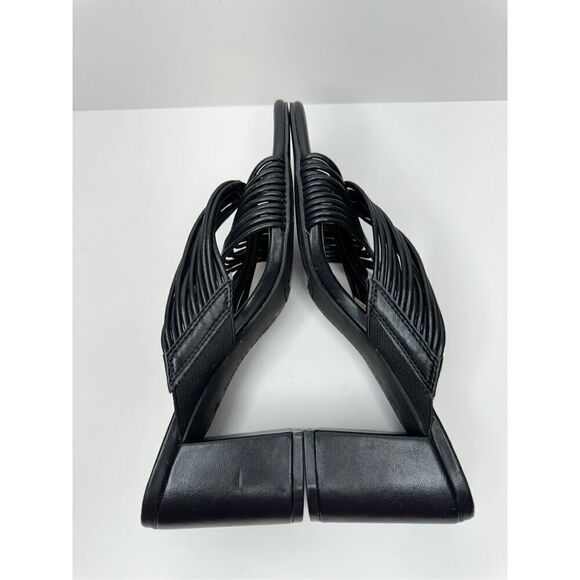Adrienne Vittadini Sandals Size 7 Black‎ Slip On Open Toe Block Heel Mules - Picture 8 of 10